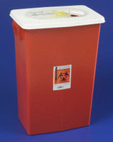Multi-purpose Sharps Container SharpSafety 1-Piece 26H X 18.25W X 12.75D Inch 18 Gallon Red Base Hinged Lid 8998 Each/1 8998 KENDALL HEALTHCARE PROD INC. 201912_EA