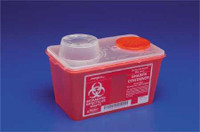 Multi-purpose Sharps Container Monoject 1-Piece 17.77H X 6.75W X 10.56D Inch 14 Quart Red Base /Translucent Lid Vertical Drop Chimney 8881676434 Case/10 8881676434 KENDALL HEALTHCARE PROD INC. 163410_CS