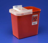 Multi-purpose Sharps Container SharpSafety 1-Piece 10H X 10.5W X 7.25D Inch 2 Gallon Red Base Hinged Lid 8990SA Case/20 8990SA KENDALL HEALTHCARE PROD INC. 160783_CS