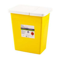 Chemotherapy Sharps Container SharpSafety 1-Piece 17.5H X 15.5W X 11D Inch 8 Gallon Yellow Base Hinged Lid 8985 Each/1 8985 KENDALL HEALTHCARE PROD INC. 178538_EA