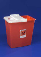 Multi-purpose Sharps Container SharpSafety 1-Piece 18.75H X 18.25W X 12.75D Inch 12 Gallon Red Base Vertical Entry Sliding Lid 8936SA Case/10 8936SA KENDALL HEALTHCARE PROD INC. 279131_CS