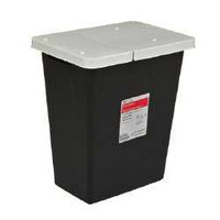 RCRA Waste Container SharpSafety 26 H X 12.75 D X 18.25 W Inch 18 Gallon Black Base / White Lid Vertical Entry Hinged Lid 8617RC Each/1 8617RC KENDALL HEALTHCARE PROD INC. 624250_EA
