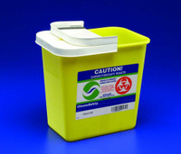 Chemotherapy Sharps Container SharpSafety 1-Piece 26H X 18.25W X 12.75D Inch 18 Gallon Yellow Base Hinged Lid 8989PG2 Case/5 8989PG2 KENDALL HEALTHCARE PROD INC. 419635_CS