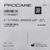 Abdominal Support PROCARE Universal Hook and Loop Closure 45 to 62 Inch 9 Inch Unisex 79-89071 Each/1 79-89071 DJ ORTHOPEDICS LLC 302628_EA
