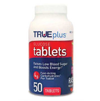 Glucose Supplement TRUEplus™ 50 per Bottle Chewable Tablet Raspberry Flavor P1H01RS-50 Bottle of 50 P1H01RS-50 TRUEplus™ 852891_BT