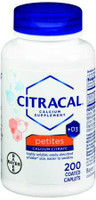 Calcium with Vitamin D Supplement Citracal Tablet 200 per Bottle 1159441 BT/200 1159441 US PHARMACEUTICAL DIVISION/MCK 987734_BT