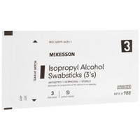 Impregnated Swabstick McKesson 70% Strength Isopropyl Alcohol Individual Packet Sterile 988 Case of 250 988 McKesson 854754_CS