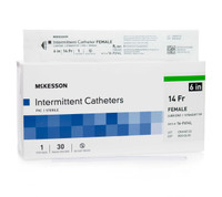 Urethral Catheter McKesson Straight Tip Uncoated PVC 14 Fr. 6 Inch 16-F614L Box of 30 16-F614L McKesson 1020816_BX