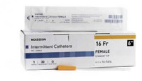 Urethral Catheter McKesson Straight Tip Uncoated PVC 16 Fr. 6 Inch 16-F616 Box of 30 16-F616 McKesson 1020818_BX