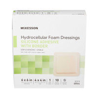 Silicone Foam Dressing McKesson 6 X 6 Inch Square Adhesive with Border Sterile 4844 Box/10 4844 MCK BRAND 886433_BX