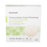 Silicone Foam Dressing McKesson 7 X 7 Inch Sacral Adhesive with Border Sterile 4845 Box/10 4845 MCK BRAND 886434_BX