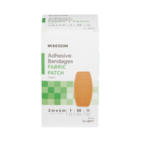 Bandage Adhesive Strip McKesson 2 X 4 Inch Fabric Rectangle Tan Sterile 16-4817 Box/50 16-4817 MCK BRAND 514534_BX
