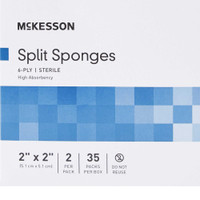 I.V. / Drain Split Dressing McKesson Poly / Rayon Blend 2 X 2 Inch Square Sterile 16-42026 Box/70 16-42026 MCK BRAND 482414_BX