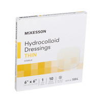 Thin Hydrocolloid Dressing McKesson 6 x 6 Inch Square 1884 Box of 10 1884 McKesson 882983_BX