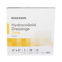Thin Hydrocolloid Dressing McKesson 6 x 6 Inch Square 1884 Box of 10 1884 McKesson 882983_BX