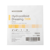 Thin Hydrocolloid Dressing McKesson 6 x 6 Inch Square 1884 Box of 10 1884 McKesson 882983_BX