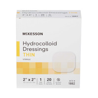 Thin Hydrocolloid Dressing McKesson 2 x 2 Inch Square 1882 Box of 20 1882 McKesson 882980_BX