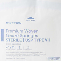 Gauze Sponge McKesson 4 x 4 Inch 2 per Pack Sterile 8-Ply Square 16-42448 Pack of 1 16-42448 McKesson 447085_PK
