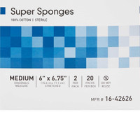 Gauze Sponge McKesson Cotton 6 X 6-3/4 Inch Rectangle Sterile 16-42626 Box/40 16-42626 MCK BRAND 446053_BX