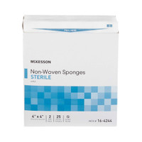 Non-Woven Sponge McKesson Polyester / Rayon 4-Ply 4 X 4 Inch Square Sterile 16-4244 Case/1200 16-4244 MCK BRAND 446033_CS