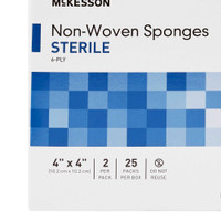 Non-Woven Sponge McKesson Polyester / Rayon 6-Ply 4 X 4 Inch Square Sterile 16-4246 Case/300 16-4246 MCK BRAND 466523_CS