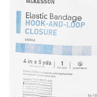 Elastic Bandage McKesson 4 Inch x 5 Yard Hook and Loop Closure Tan Sterile Standard Compression 16-1033-4-STR Pack of 1 16-1033-4-STR McKesson 471793_EA