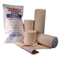 Elastic Bandage McKesson 4 Inch x 5 Yard Hook and Loop Closure Tan Sterile Standard Compression 16-1033-4-STR Pack of 1 16-1033-4-STR McKesson 471793_EA