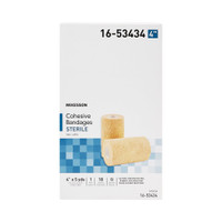 Cohesive Bandage McKesson 4 Inch X 5 Yard Self-Adherent Closure Tan Sterile Standard Compression 16-53434 Case/18