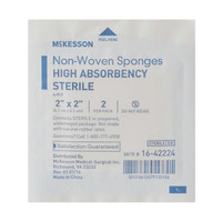 Nonwoven Sponge McKesson 2 x 2 Inch 2 per Pack Sterile 4-Ply Square 16-42224 Pack of 1 16-42224 McKesson 482409_PK