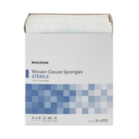 Gauze Sponge McKesson Cotton Gauze 12-Ply 3 X 3 Inch Square Sterile 16-4232 Case/2400 16-4232 MCK BRAND 384816_CS