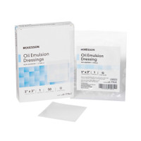 Oil Emulsion Impregnated Dressing McKesson 3 X 3 Inch Acetate Gauze USP White Petrolatum / Mineral Oil Sterile 61-77041 Case/600 61-77041 MCK BRAND 488939_CS