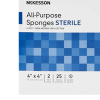 Gauze Sponge McKesson Cotton 4-Ply 4 X 4 Inch Square Sterile 16-602317 Case/1200 16-602317 MCK BRAND 481054_CS
