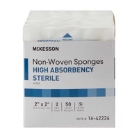 Non-Woven Sponge McKesson Polyester / Rayon 4-Ply 2 X 2 Inch Square Sterile 16-42224 Case/3000 16-42224 MCK BRAND 482409_CS