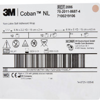 Cohesive Bandage 3M™ Coban™ LF 6 Inch X 5 Yard Self-Adherent Closure Tan NonSterile Standard Compression 2086 Case/12