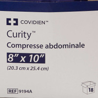 Abdominal Pad Curity NonWoven / Fluff /Wet Proof Barrier 8 X 10 Inch Rectangle Sterile 9194A Pack/18 9194A KENDALL HEALTHCARE PROD INC. 566400_TR