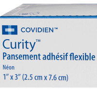 Curity Adhesive Strip 1 X 3 Inch Fabric Rectangle Neon Sterile - 50/Box - 44104 KENDALL HEALTHCARE PROD INC. 764639_BX