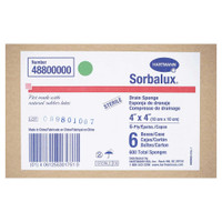 Drain Sponge Sorbalux Polyester / Rayon 4 X 4 Square Sterile 48800000 Case/1200 48800000 HARTMAN USA, INC. 1086889_CS