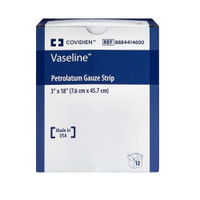 Petrolatum Impregnated Dressing Vaseline 3 X 18 Inch Gauze Petrolatum Sterile 8884414600 Case/72 8884414600 KENDALL HEALTHCARE PROD INC. 32727_CS