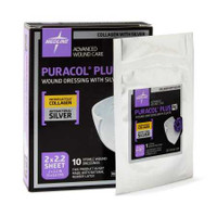 Collagen Dressing with Silver PuracolPlus AG 2 X 2 Inch Square Silver MSC8722EP Case/50 MEDLINE 873561_CS