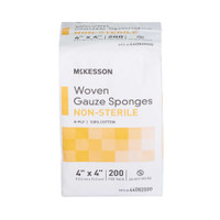 Gauze Sponge McKesson Cotton Gauze 8-Ply 4 X 4 Inch Square NonSterile 44082000 Pack/200 MCK BRAND 440028_BG