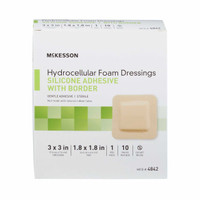 Silicone Foam Dressing McKesson 3 X 3 Inch Square Adhesive with Border Sterile 4842 Box/10 4842 MCK BRAND 886431_BX