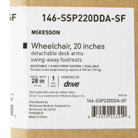 Wheelchair McKesson Padded Removable Composite Black 20 Inch 350 lbs. 146-SSP220DDA-SF Each/1 MCK BRAND 1065278_EA
