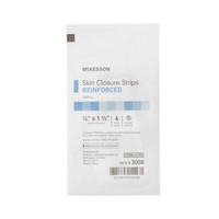 Skin Closure Strip McKesson 1/4 X 1-1/2 Inch Nonwoven Material Reinforced Strip White 3008 Box/300 MCK BRAND 876307_BX