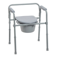 Commode Chair McKesson Fixed Arm Steel Frame Seat Lid Back 16.6 to 22.5 Inch 146-11148-1 Each/1 MCK BRAND 1065228_EA