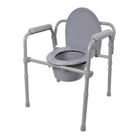 Commode Chair McKesson Fixed Arm Steel Frame Seat Lid Back 16.6 to 22.5 Inch 146-11148-1 Each/1 MCK BRAND 1065228_EA