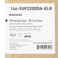Wheelchair McKesson Padded Removable Composite Black 20 Inch 350 lbs. 146-SSP220DDA-ELR Each/1 MCK BRAND 1065279_EA