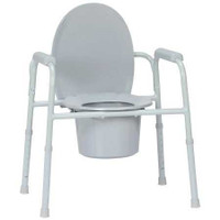 Commode Chair McKesson Fixed Arms Steel Frame Back Bar 13-3/4 Inch Seat Width 350 lbs. Weight Capacity 146-11105N-4 Case of 4 McKesson 1073634_CS