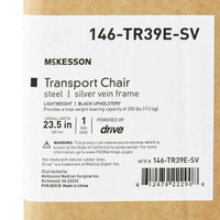 Transport Chair with Swing-Away Foot Rest, Steel Frame, 19'' Seat Width, Full Length Arm, 26 lbs. Product Weight, Pack of 1 McKesson 1065255_EA