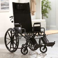 McKesson Reclining Wheelchair, Fixed Arm Height, Swing-Away Elevating Leg Rest, 20'' Seat Width, 350 lbs. Weight Capacity, Pack of 1 McKesson 1065291_EA