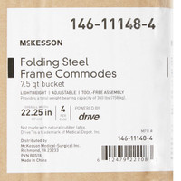 Commode Chair McKesson Fixed Arm Steel Frame Seat Lid Back 16.6 to 22.5 Inch 146-11148-4 Case/4 MCK BRAND 1088075_CS
